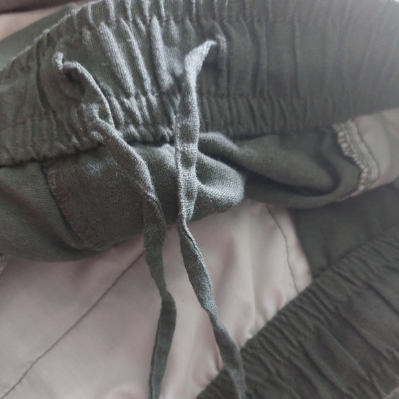 Old Navy olive green linen blend pants With Elastic Waist Medium M - Picture 4 of 15